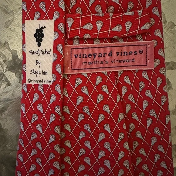 Vineyard Vines LACROSSE  Patterned tie. Red/White. Men’s - Picture 4 of 6